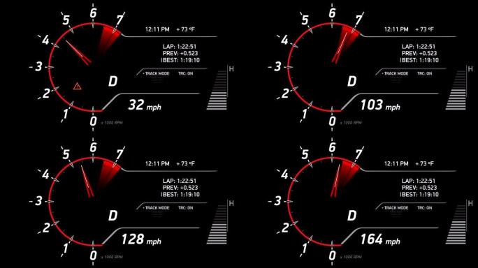 跑车速度计显示全加速，加速，运动比赛