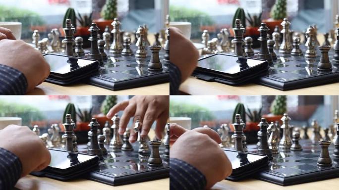 下棋时使用触摸屏手机