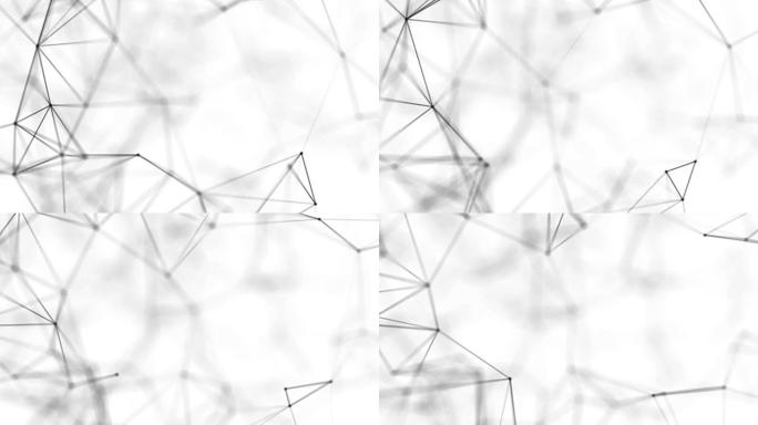 黑色软点与连接线平滑移动抽象多边形几何与连接多边形神经丛点、线、三角形网络动画、医疗
