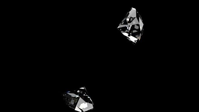 掉落的钻石，黑色背景，3d动画