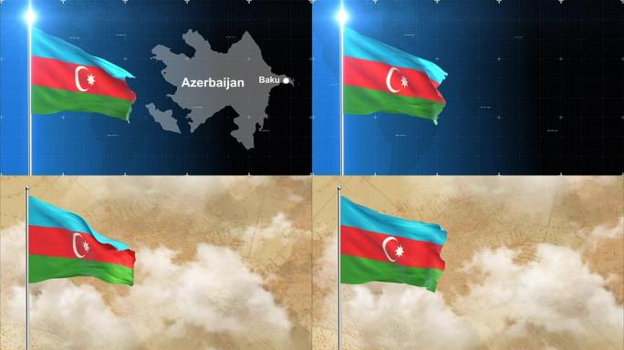 带有地图历史背景的3D旗帜