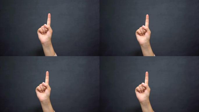 女性用手指指着黑板，宣布想法，做广告
