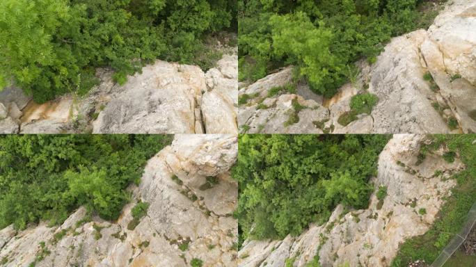 悬崖峭壁和森林的空中无人机拍摄