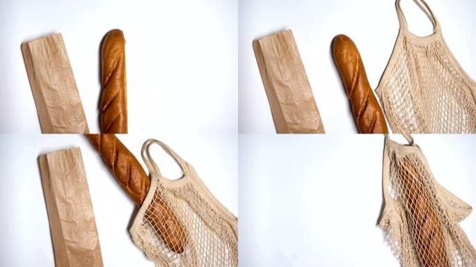纸质包装拒绝使用可重复使用的生态袋用于面包，节省生态