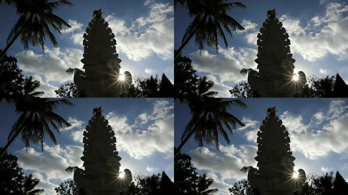 巴厘岛的背光印度教寺庙，阳光照耀着