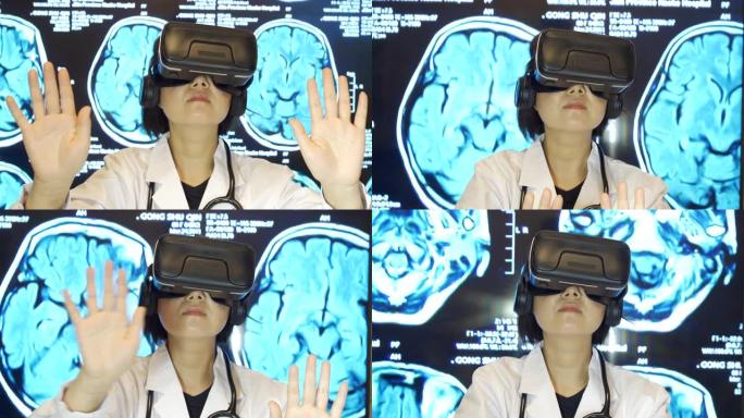 虚拟现实女医生寻找CT扫描图像