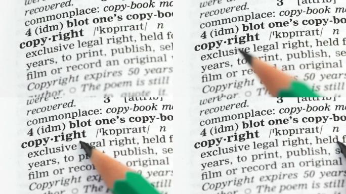 版权，英语词汇的定义，法律权利保护，出版