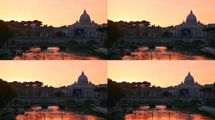 在台伯和圣彼得大教堂在罗马，意大利