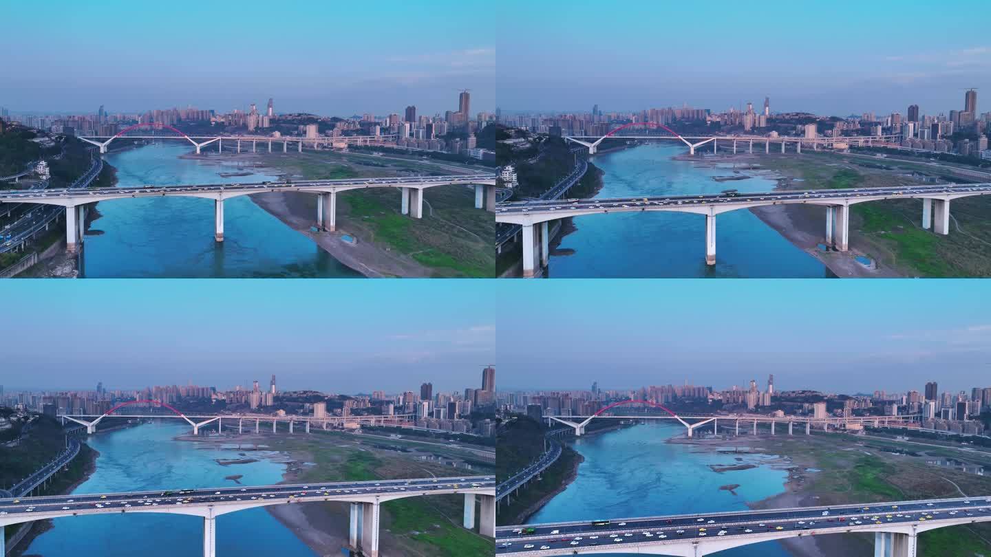 重庆桥梁车流航拍4K