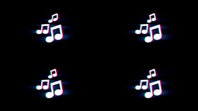 故障复古复古动画上的音乐歌曲和弦符号。