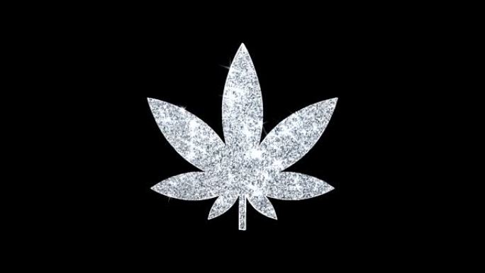 大麻叶图标闪亮闪光环闪烁颗粒。