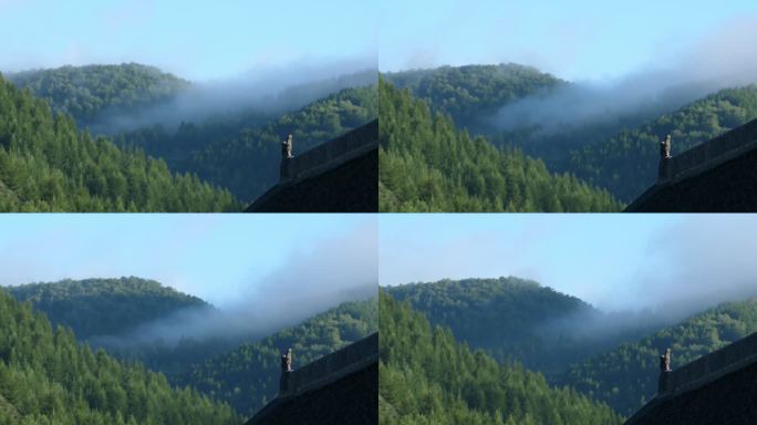 房檐 大自然 云雾缭绕 房顶的风景 氛围