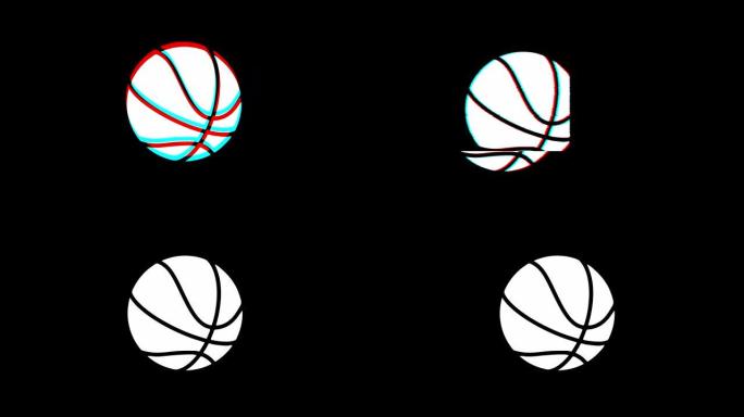 篮球球图标复古抽搐坏信号动画。