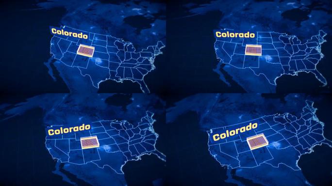 美国科罗拉多州边界3D可视化，现代地图轮廓，旅行