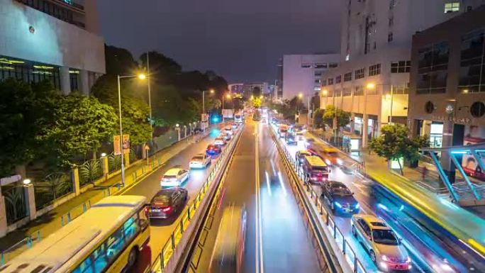 延时: 澳门天际线城市景观大街夜间