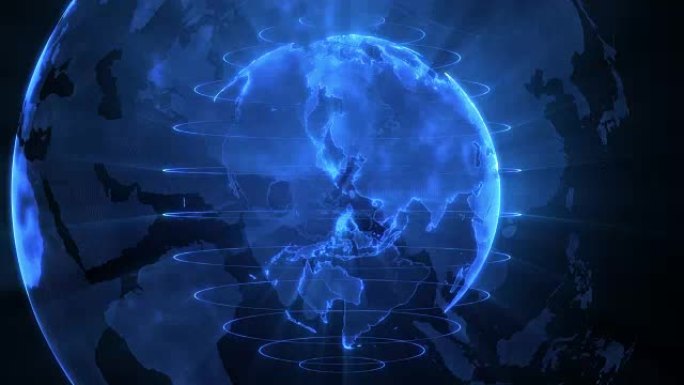 全球科技概念动画，蓝色背景