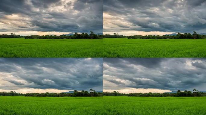 田野和雨云移动时间流逝。