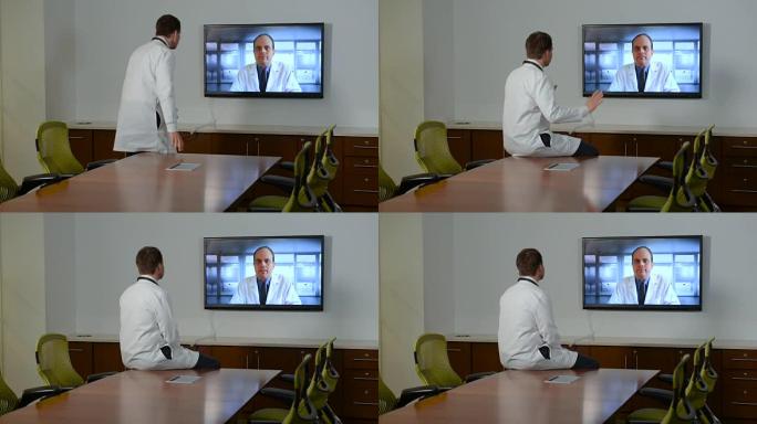 医生使用视频会议开会