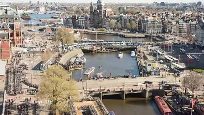 时间流逝: 阿姆斯特丹中央车站交通-空中