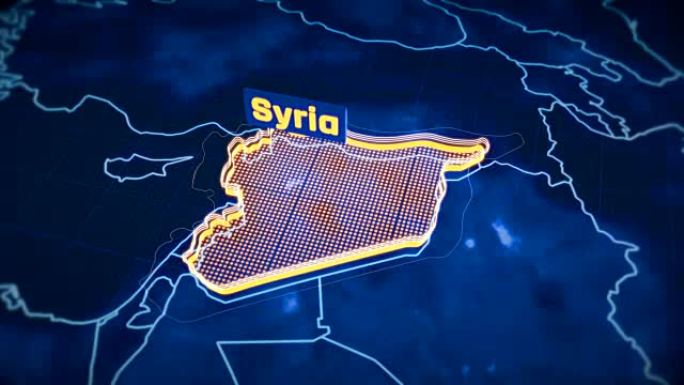 叙利亚国家边界3D可视化，现代地图轮廓，旅行