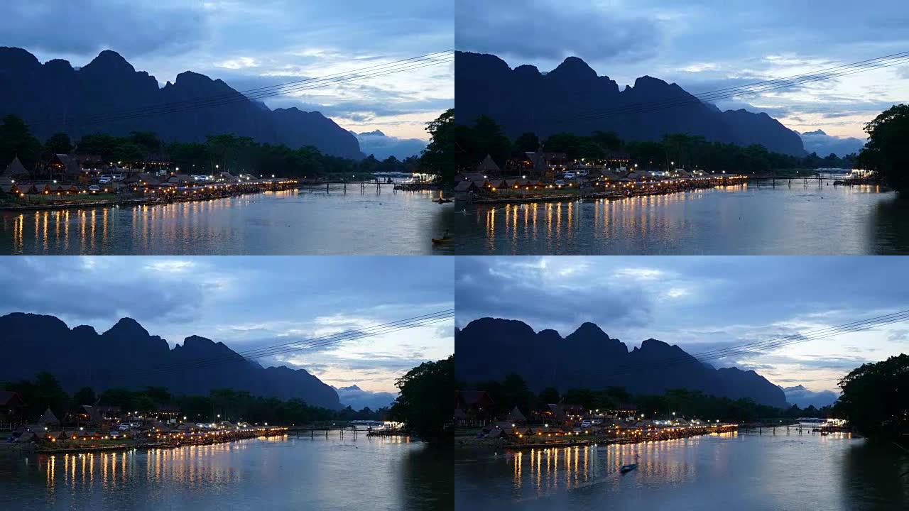 老挝万荣的Nam Song River的延时