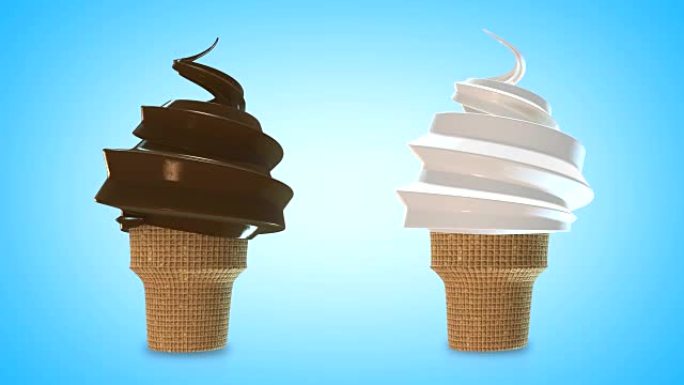 巧克力和香草软冰淇淋蛋卷 (带luma哑光的循环)
