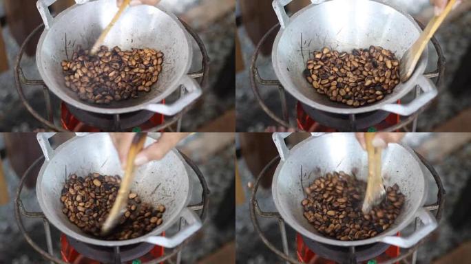 平底锅炒咖啡豆的传统本地工艺
