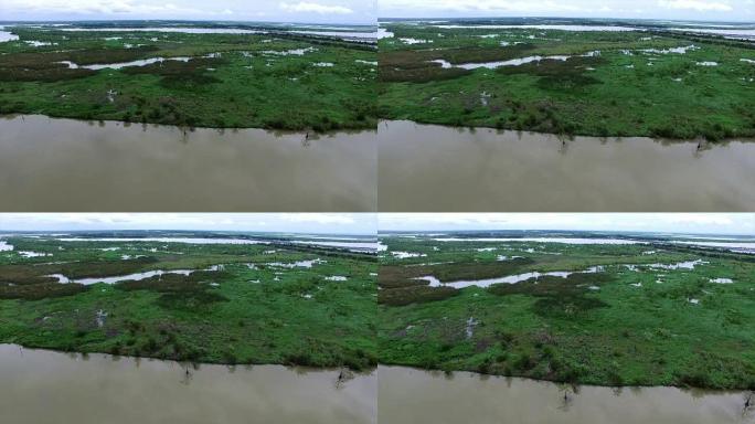 低空飞越沼泽和湿地河系，称为河口的老河和失落湖