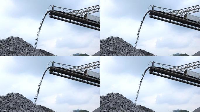 采石场工业采石重型机械设备慢动作镜头