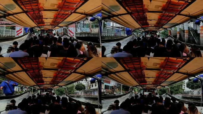 4k视频: 泰国曼谷高峰时段挤满了水上交通的行人