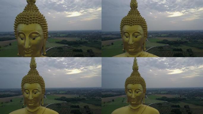 泰国Aungthong Muang寺最大的金色佛像