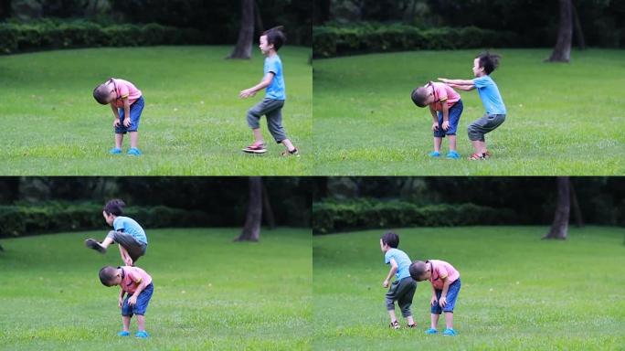 可爱的孩子在公园玩耍，高清慢动作