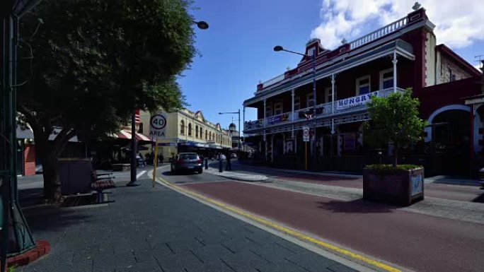 4k时间流逝: 西澳大利亚州珀斯的Freemantle街道