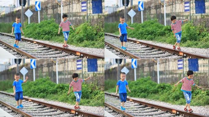 孩子们在赛道上玩耍