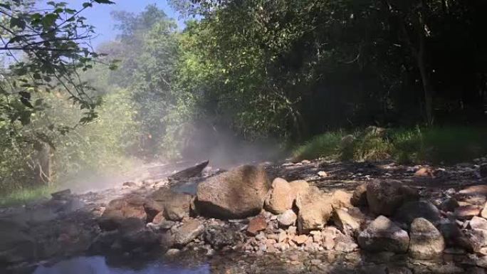 温泉蒸汽石头自然环境