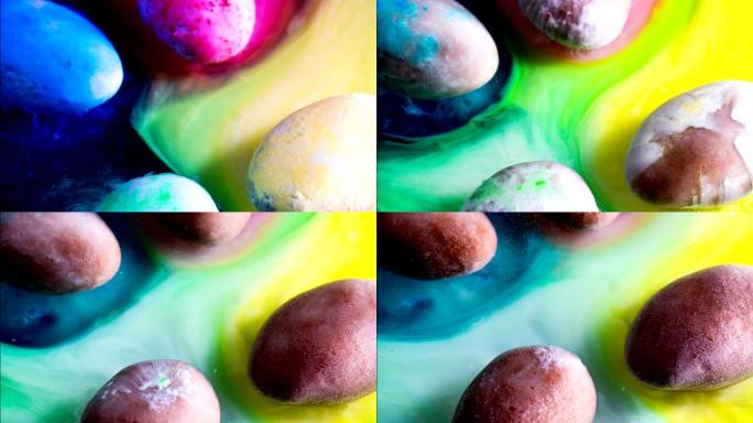 五颜六色的融化糖果漂浮在太空中