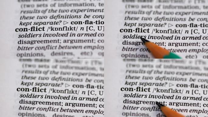 英语词典中的冲突词，谈判和利益中的分歧