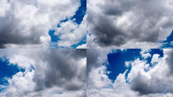 蓝天上白色蓬松的云