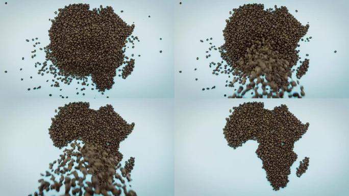 由烘焙咖啡豆制成的非洲地图