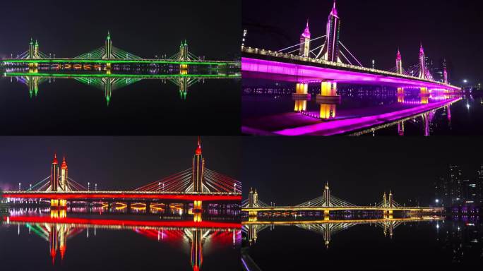 通州上营大桥运河大桥夜景灯光秀