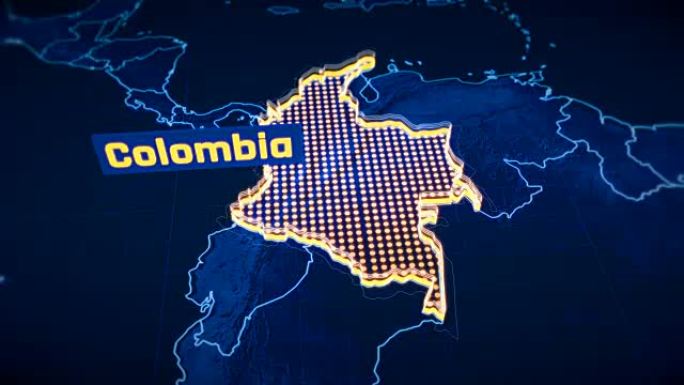 哥伦比亚国家边界3D可视化，现代地图轮廓，旅行