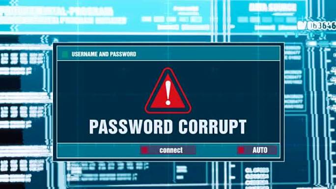 输入登录和密码后，电脑屏幕上数字系统安全警报错误信息产生的警告通知。网络犯罪，电脑黑客概念