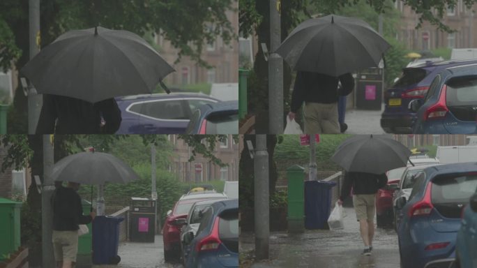 M1雨中撑伞的行人
