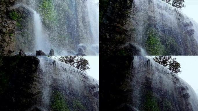尼斯著名公园的城堡山瀑布，法国观光，瀑布，自然