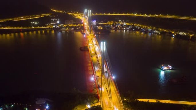 香港汀九桥夜间4k空中超流