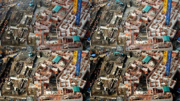 起重机和建筑底层的时间流逝