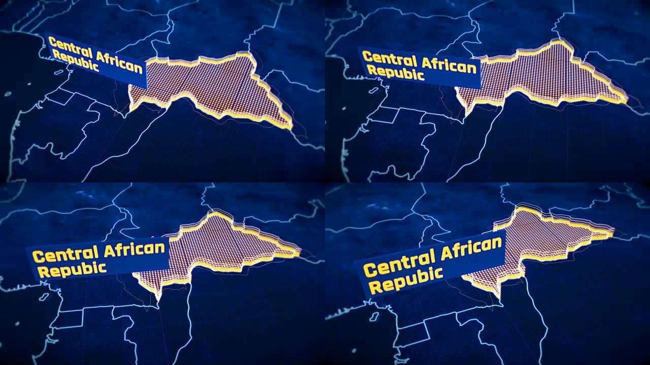 中非共和国国家边界三维可视化，现代地图轮廓