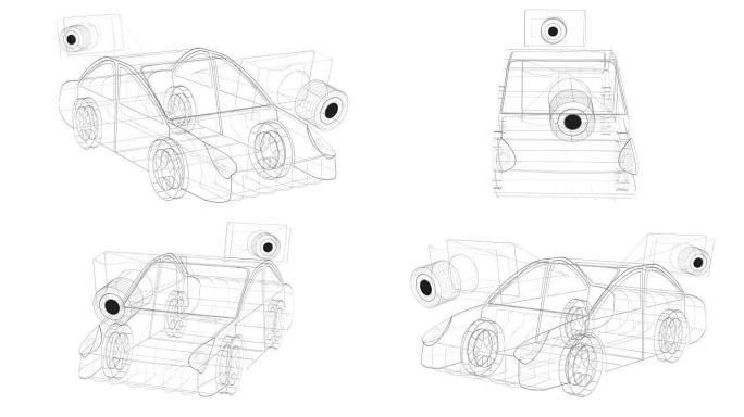 汽车相机盒草图线条结构图