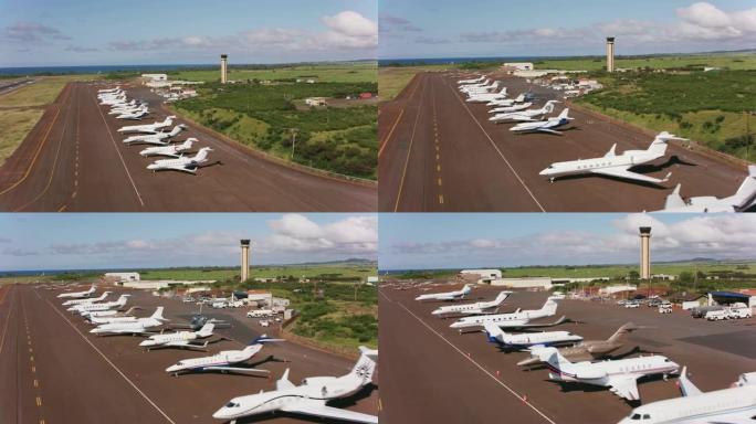 毛伊岛卡胡鲁伊机场的鸟瞰图。