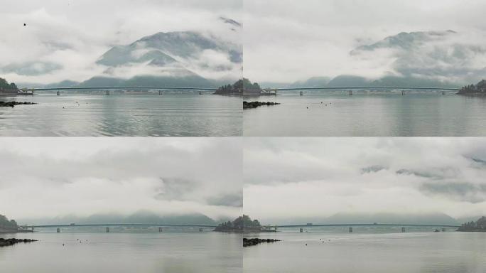 UHD时间流逝: 日本河口湖山山有晨雾